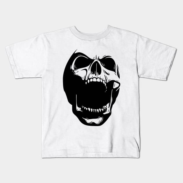 Fury Skull (white) Kids T-Shirt by zoneo